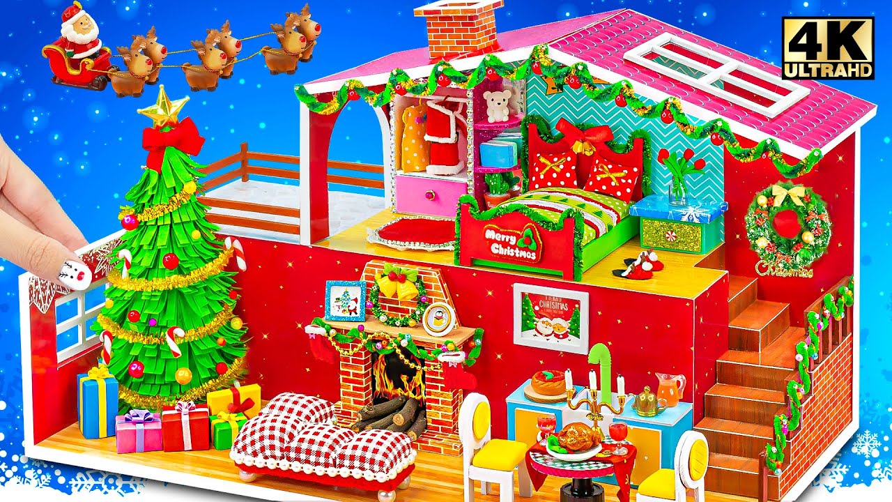 Build Christmas House Idea Using Cardboard and DIY Christmas Tree Decoration 🎄 DIY Miniature House