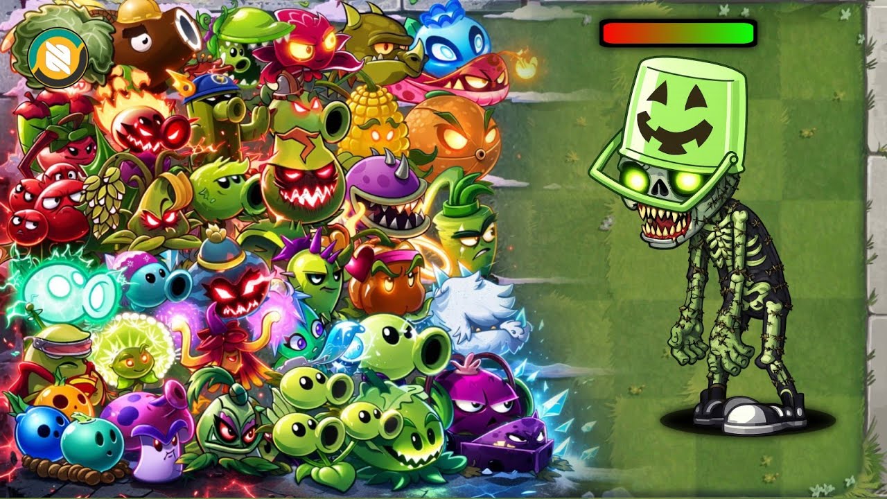 Challenge!! Every 10 Plant Power Up Vs 200 Skeleton Buckethead Zombie