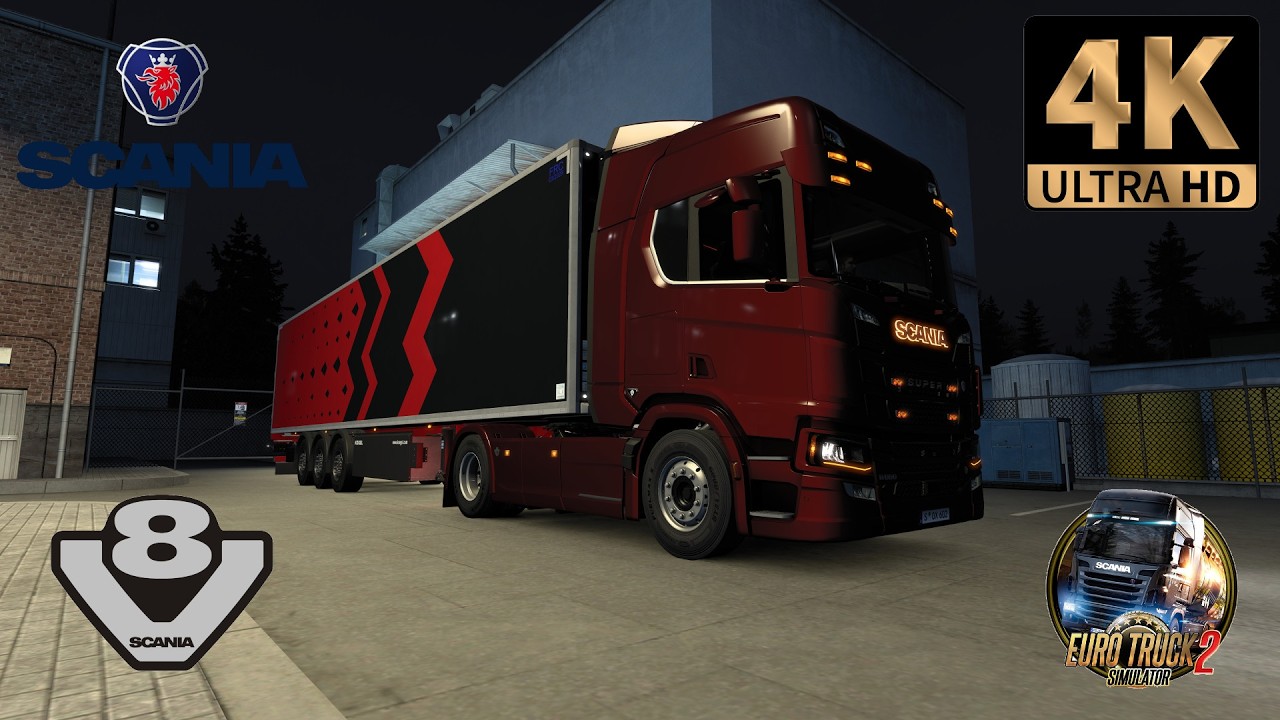 ETS2 4K | SCANIA R660 V8 + Schmitz S.KO by JUseeTV | DC16 Sound Mod | Hamburg - Bergen | Full Trip
