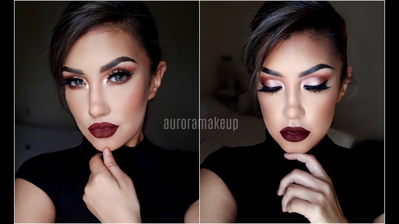 🔥 Maquillaje Dramatico Rose Gold Labios Rojos/ 👄Dramatic rose gold makeup tutorial | auroramakeup