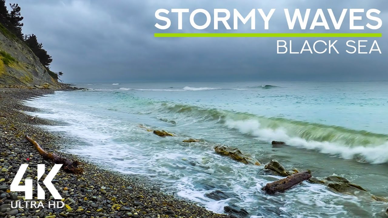 8 HRS Mighty Crashing Sea Waves Sound for Concentration, Sleep & Study | Storm on the Black Sea