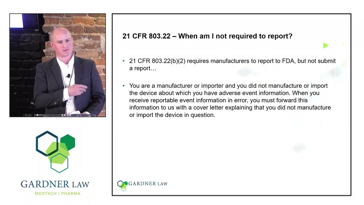 Session Six   Compliance Handling and Medical Device Reporting MDR