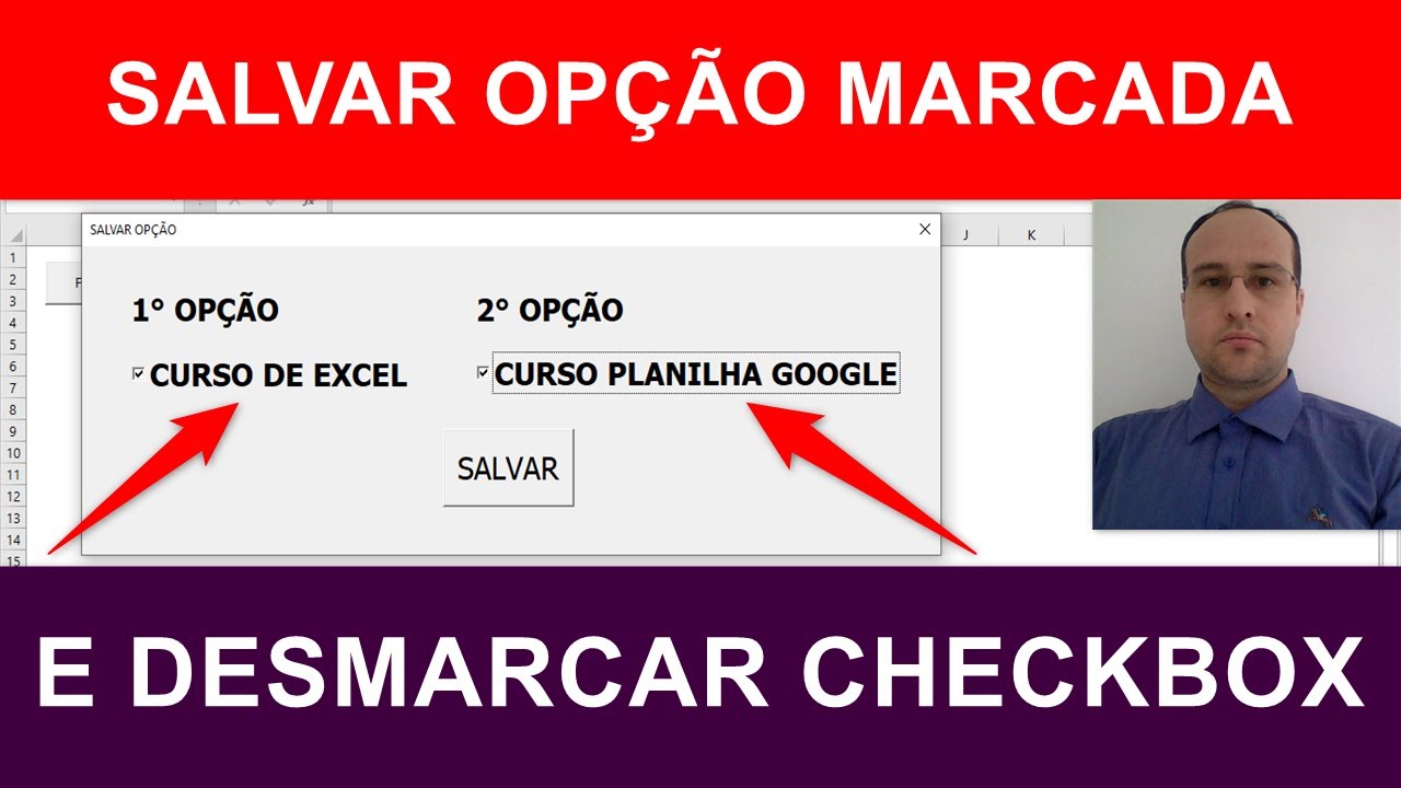 Salvar OPÇÃO MARCADA em CHECKBOX Excel VBA via CÓDIGOS