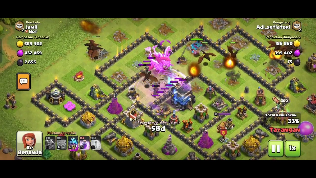TOWNHALL 11 VS 9 full naga...hancur lebur