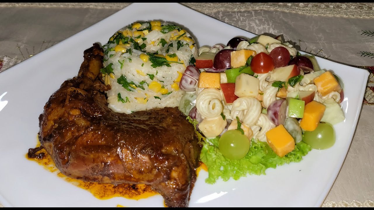 MENÚ🎉🎄 NAVIDEÑO COMPLETO POLLO AL VINO, ARROZ CON CHOCLO Y ENSALADA  #cenanavideña #cena 