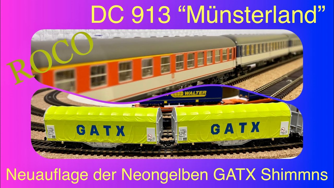 Reisezugwagen in Popfarben und Neongelbe Shimmns der GATX von ROCO