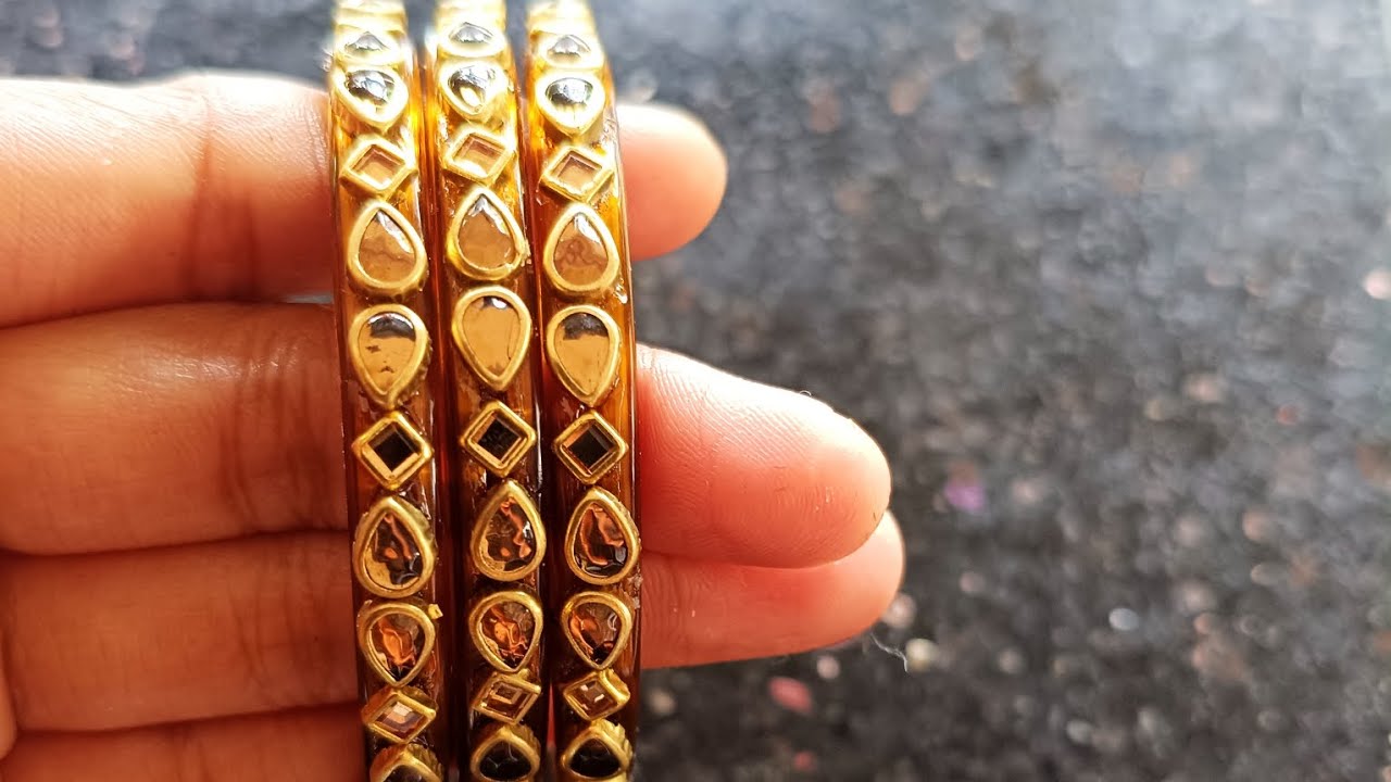  Simple design kundan stone bangle 💫 ആർക്കും എളുപ്പത്തിൽ ചെയ്യാം..#art#kundanbangles#simplededign