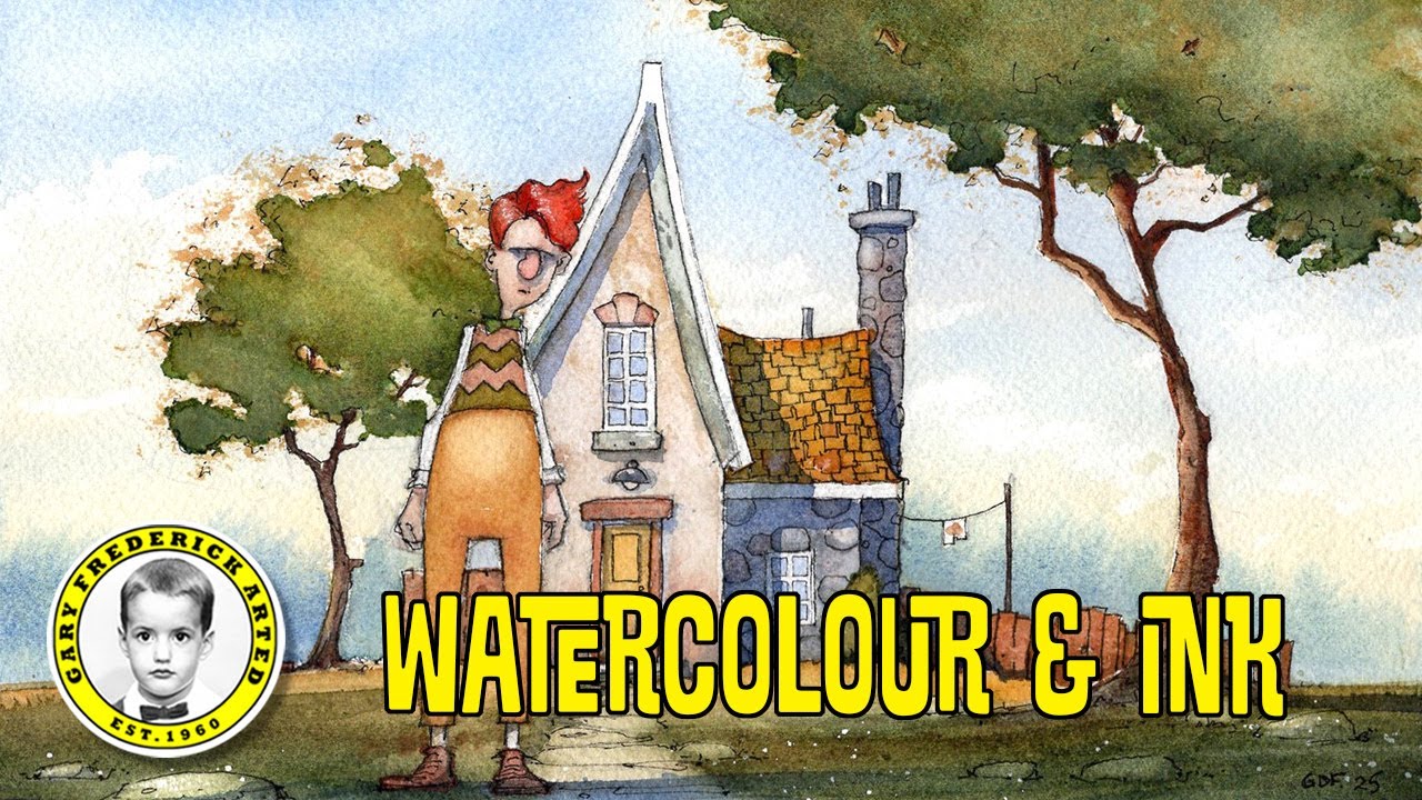 Creating a character in watercolour and ink.