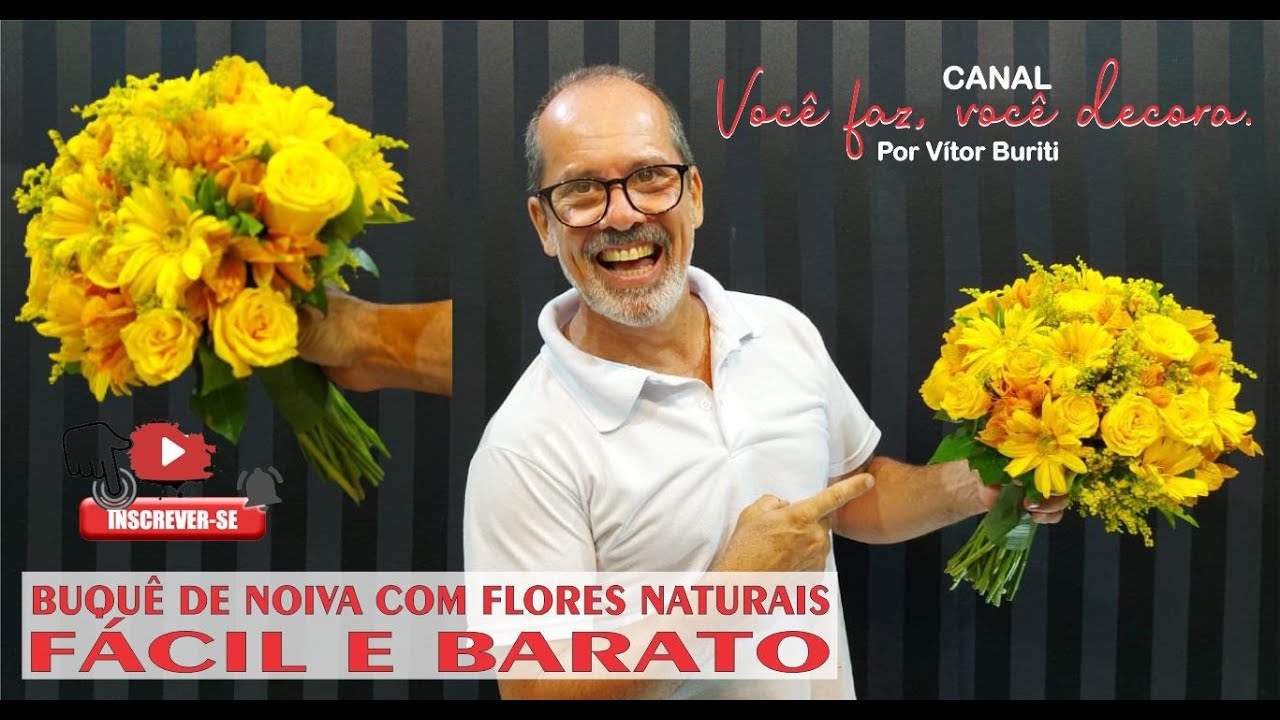 BUQUÊ DE NOIVA COM FLORES NATURAIS FÁCIL E BARATO - RAMO DE NOIVA FACIL - BRIDE BOUQUET WITH NATURAL