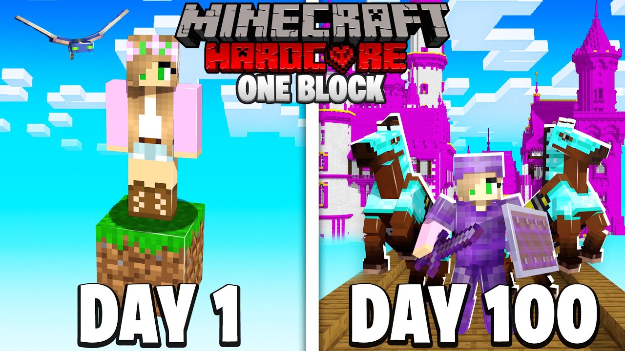 Я выжил 100 дней на ОДНОМ БЛОКЕ в хардкорном Minecraft...