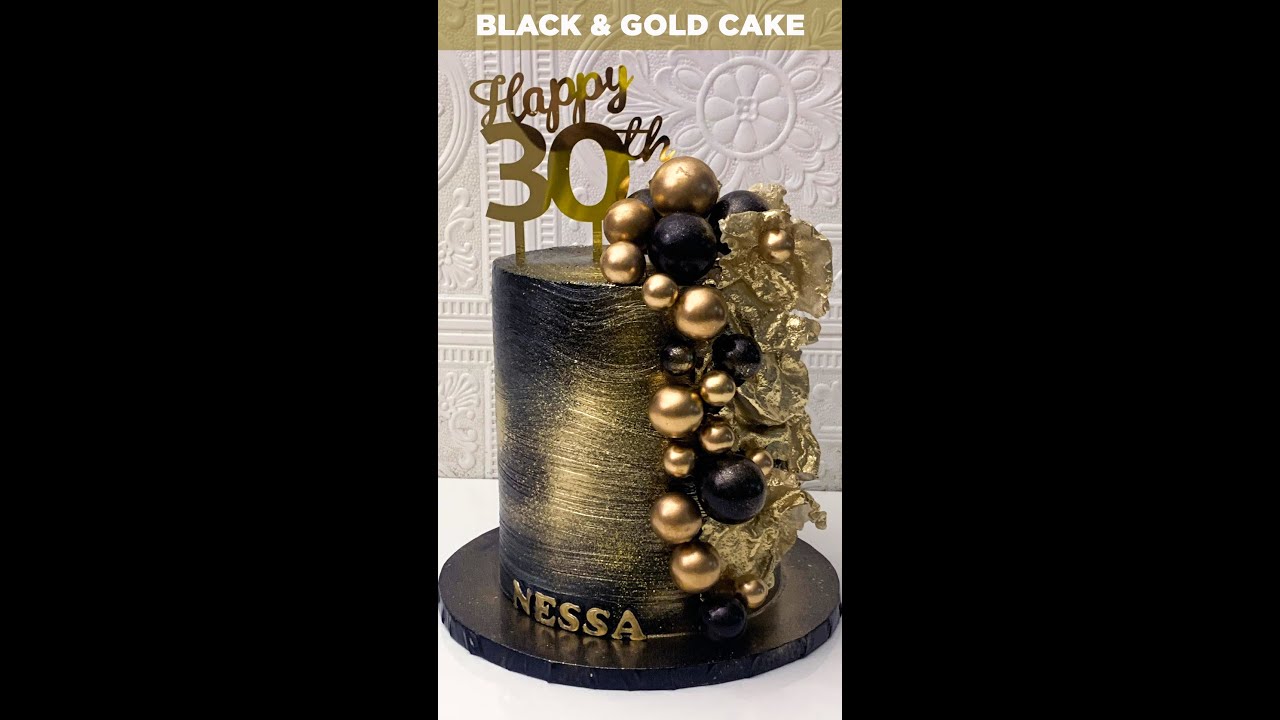 The Simplest Way TO Make Black And Gold Whipped Cream Cake.