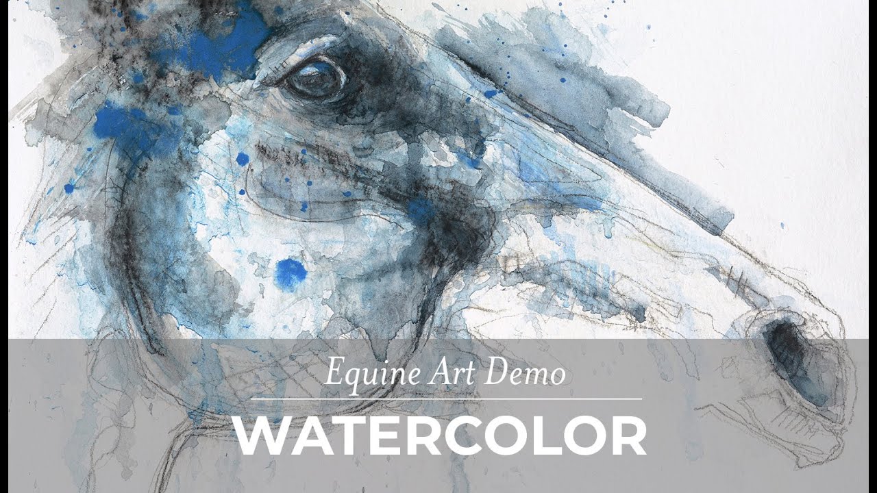 Horse Head Painting Demo with watercolor from the Kramer blue palette