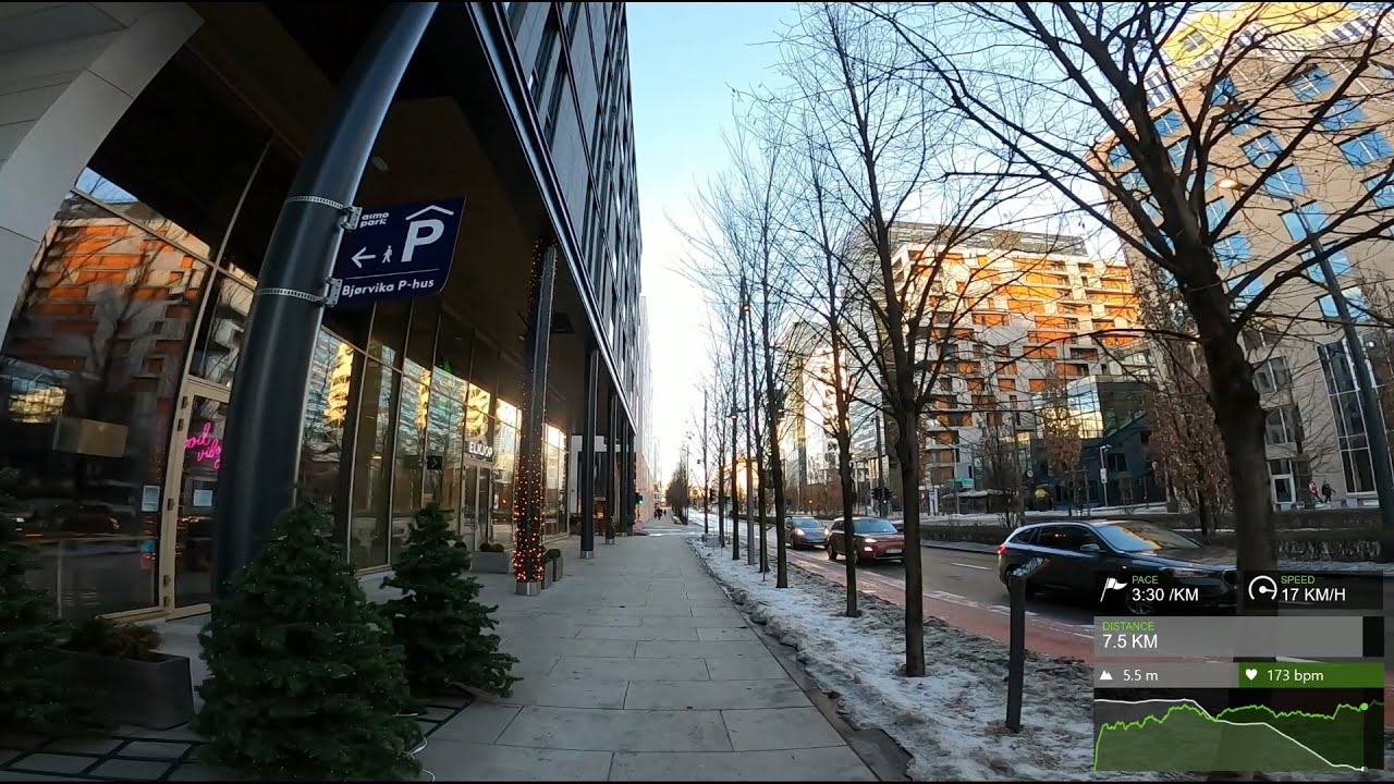 Running: from Bergkrystallen to Jernbanetorget.