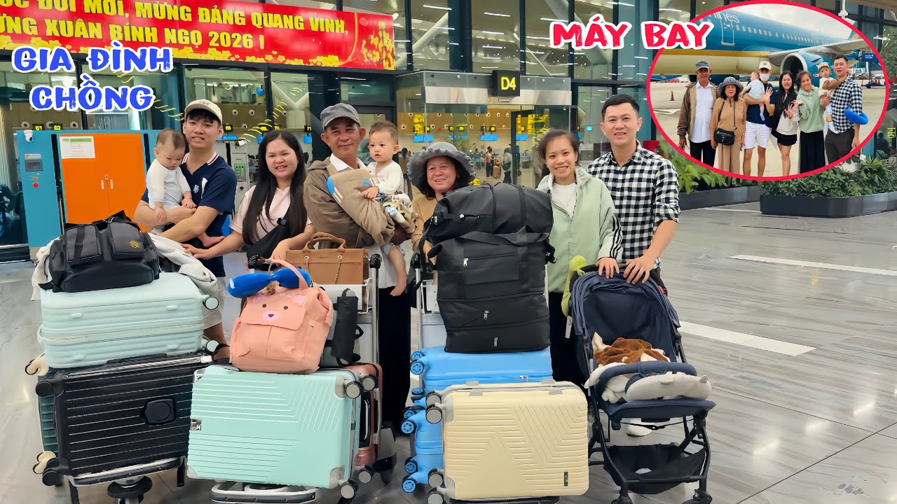 Du Lịch Cùng Gia Đình Chồng , Bé Kem Lần Đầu Được Đi Máy Bay Thích Quá Luôn