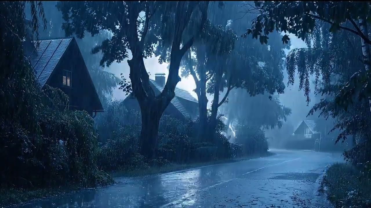 The Perfect Storm to Fall Asleep To | Relentless Rain on a Lonely Forest Road | For a busy mind