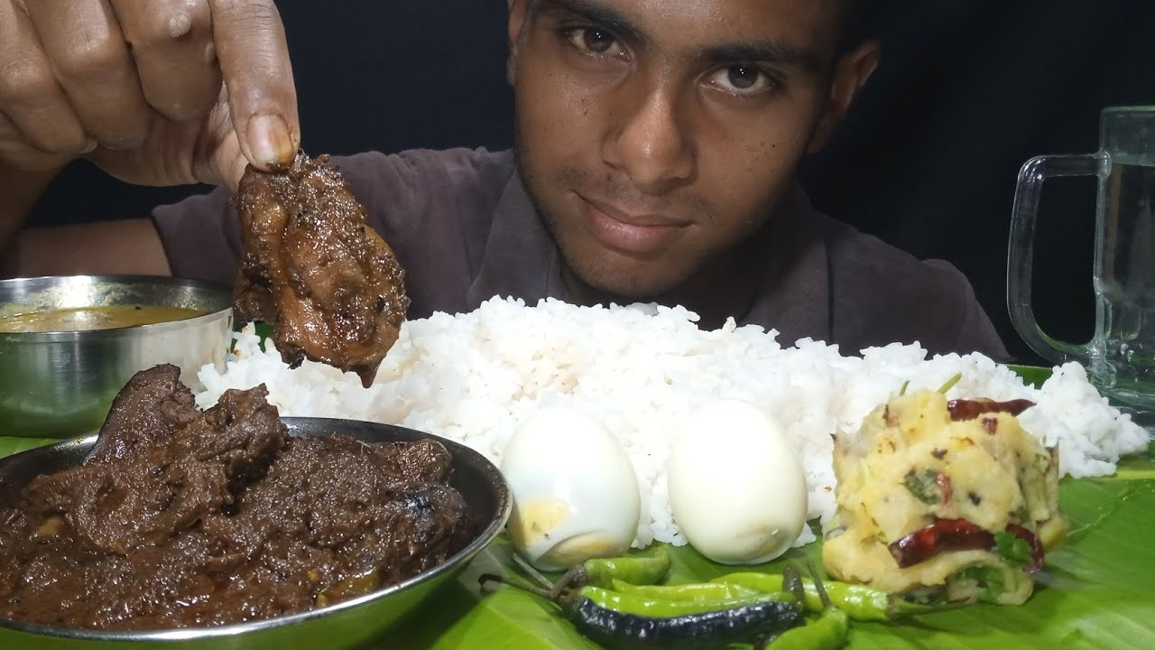EATING RICE DAAL CHICKEN POTA AND KALEJI GRAVY,BOIELD EGG#asmrfood