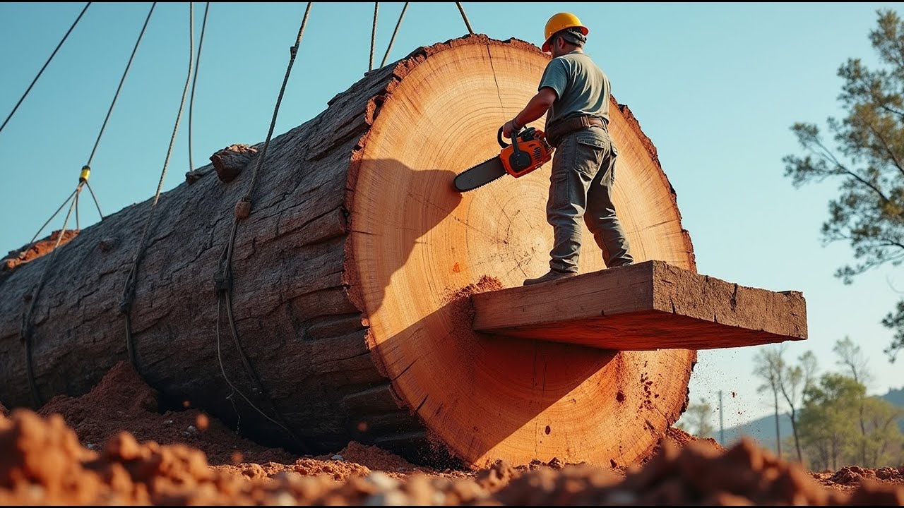 Turning a Thousand Year Old Tree into Giant Wooden Tabletop: The Whole Process Makes Everyone Amazed