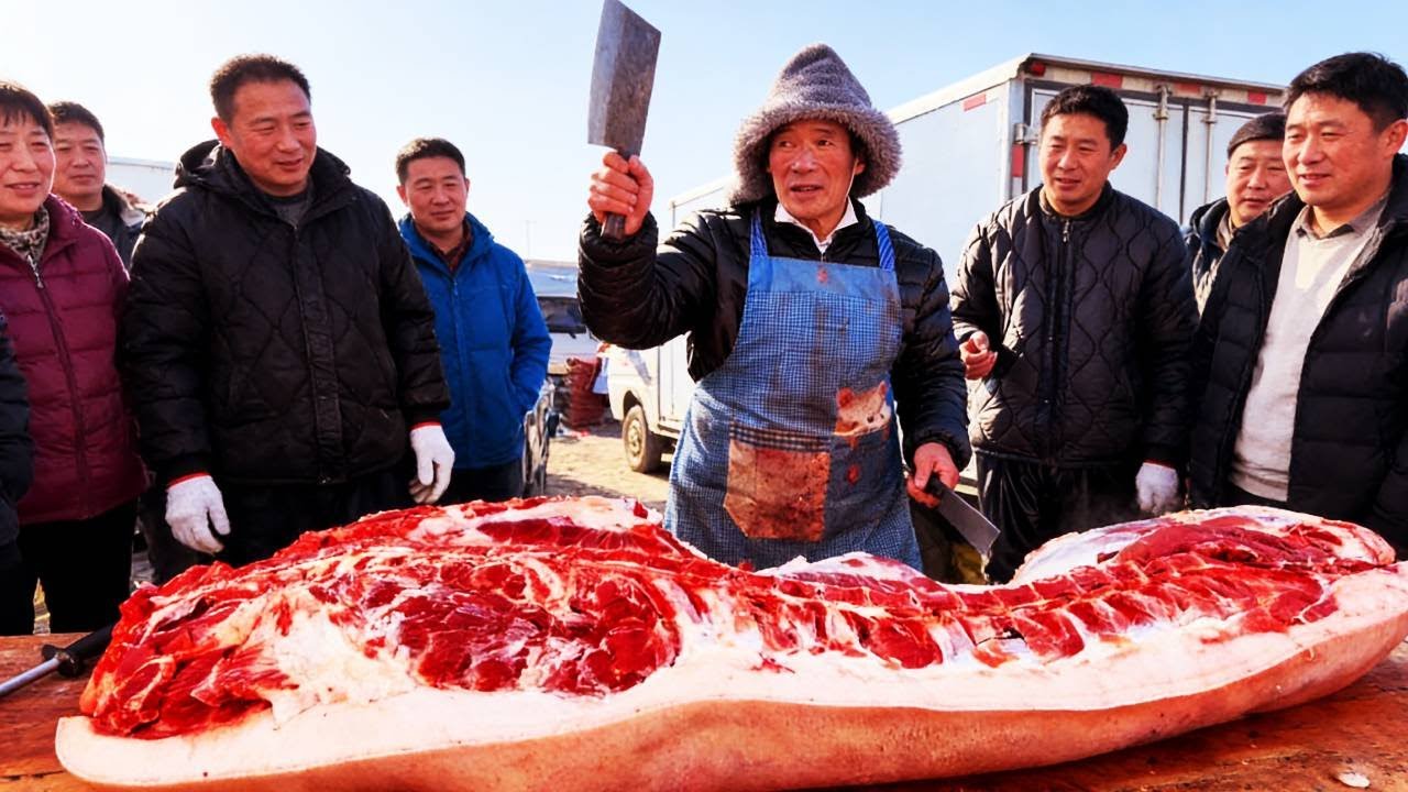 老孟賣豬肉太厲害了，半頭豬剛上抬上來，稀里糊塗就賣完了，佩服！ 【立福128】