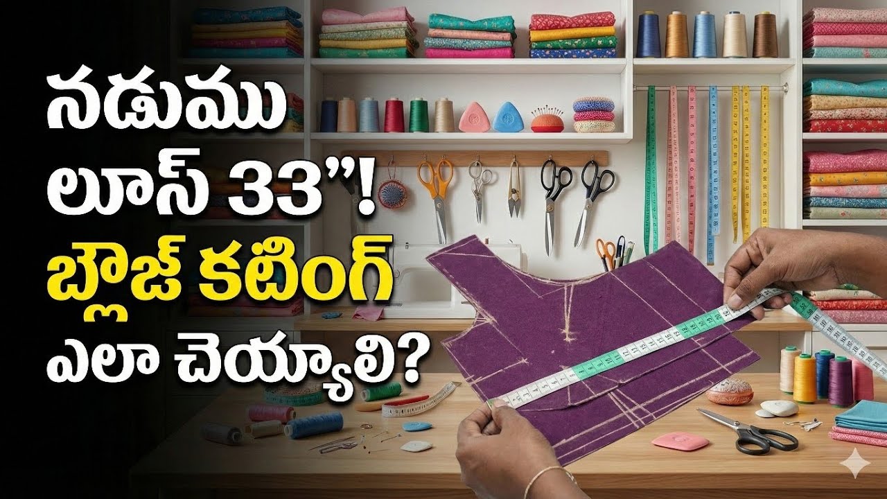 📍నడుము లూస్ 33"! బ్లౌజ్ కటింగ్ ✂️ ఎలా చెయ్యాలి?🤔 || Waist 33"! Blouse Cutting ✂️ || In Telugu 