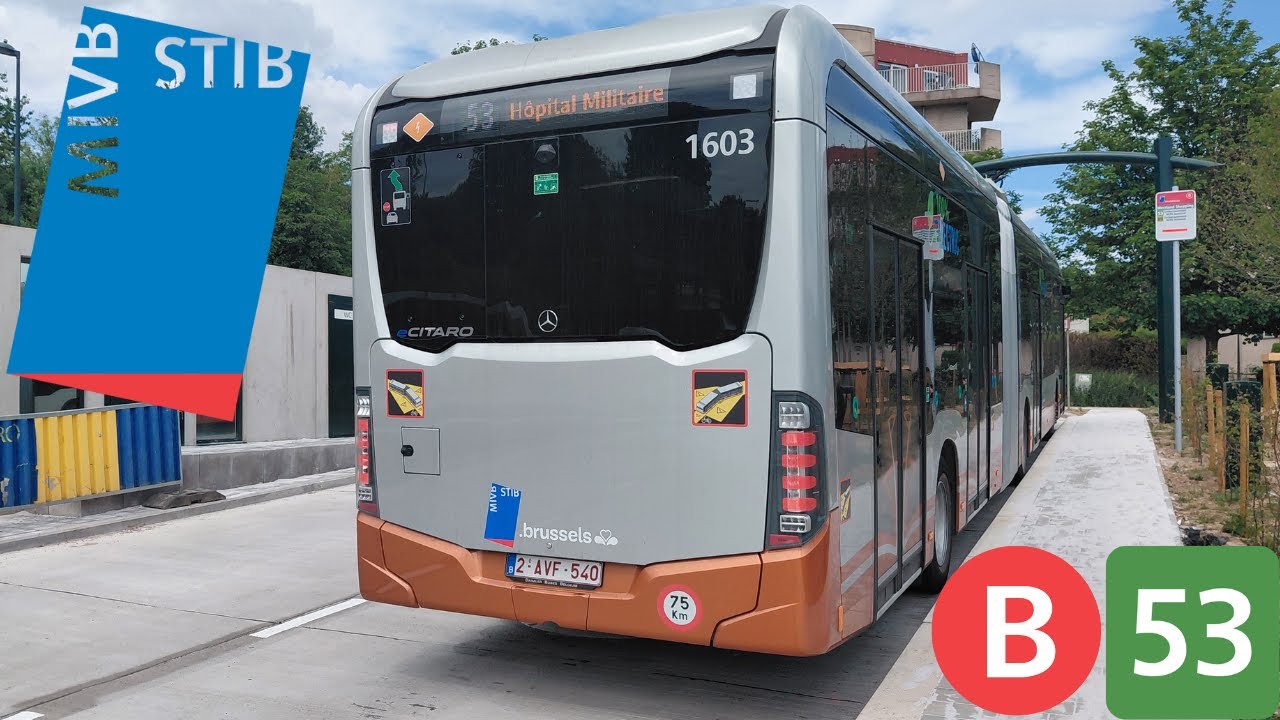 (Bus Stib) Voyage complet ligne 53 Hôpital Militaire à Westland Shopping eCitaro G n°1603.