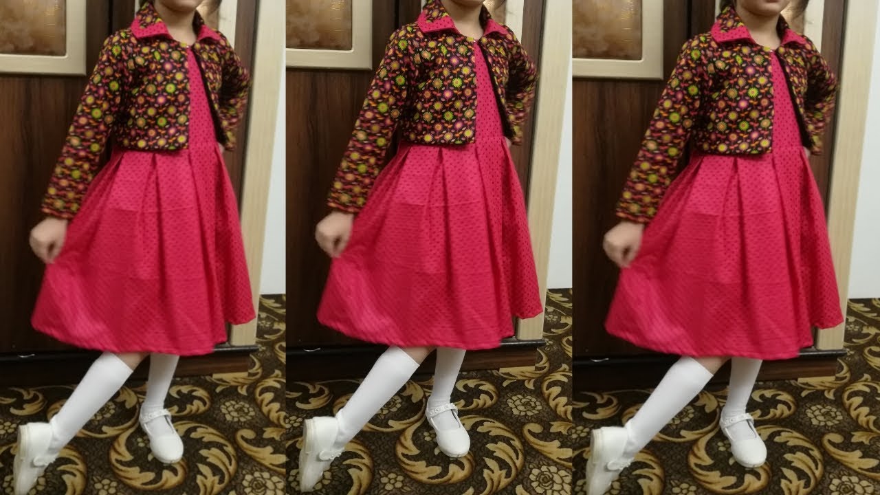Box pleated sleeveless frock with full sleeves jacket cutting and stitching || all seams invisible