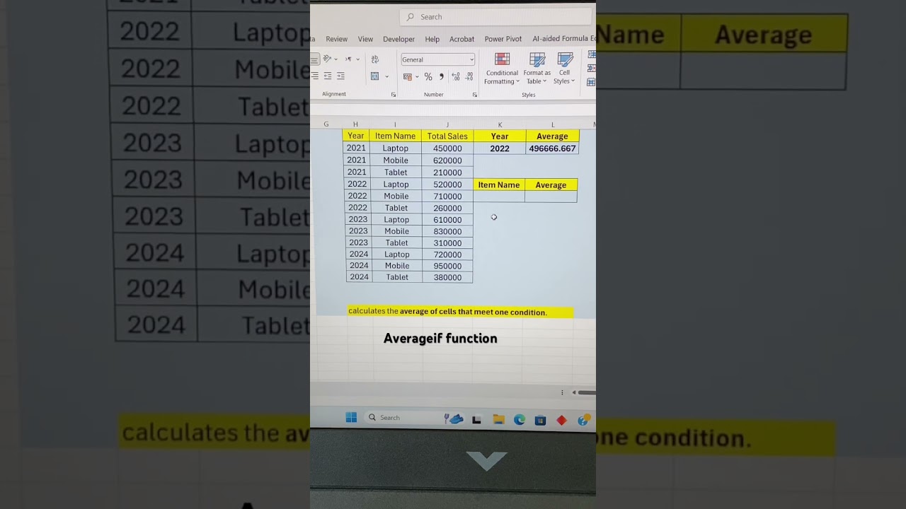 How to Use AVERAGEIF Function in Excel | Calculate Average by Year or by Items | Excel Tutorial