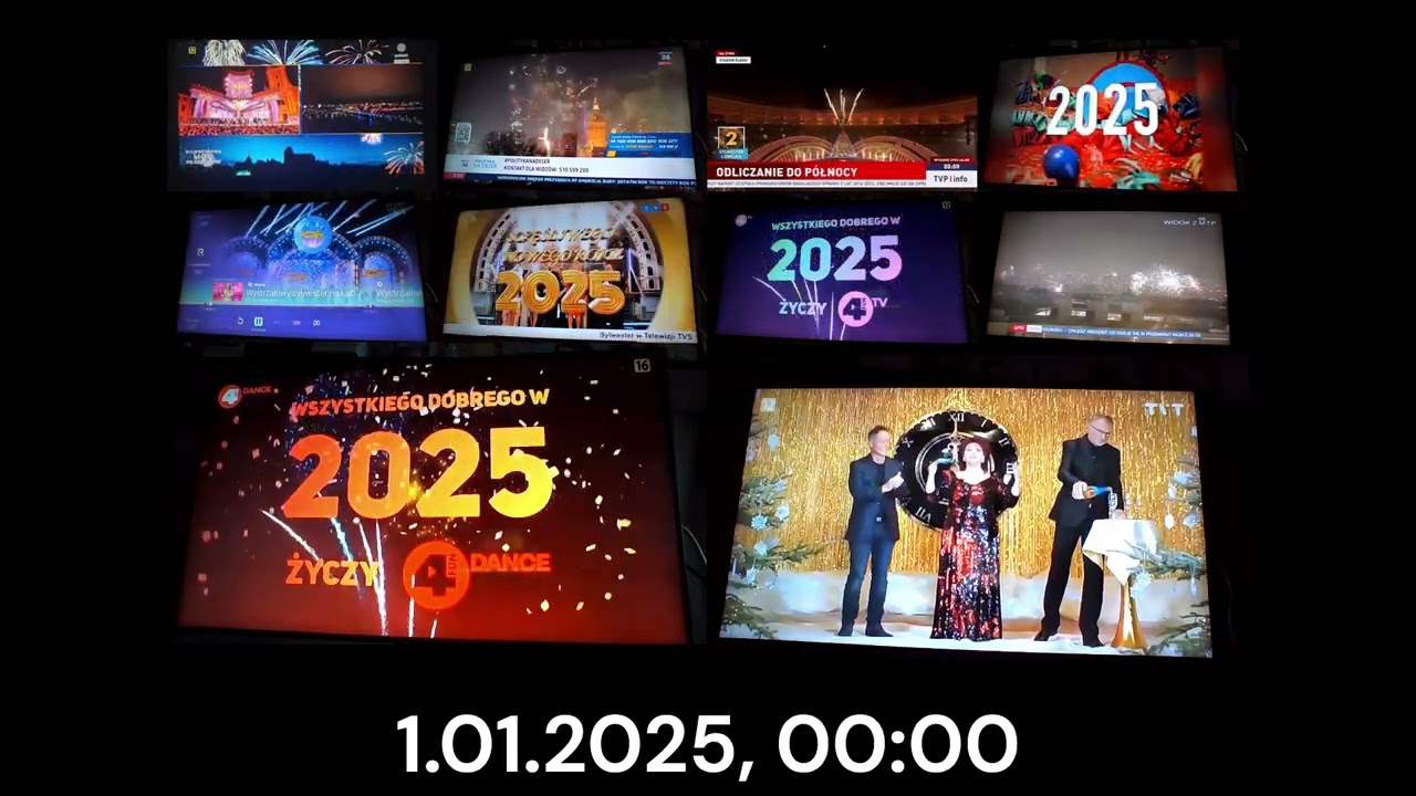 Powitanie nowego roku na niektórych kanałach telewizyjnych (31.12.2024/1.01.2025)