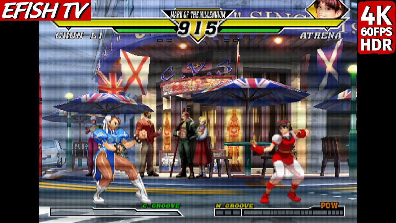 Chun-Li vs Athena Asamiya (Hardest AI) - Capcom vs SNK 2