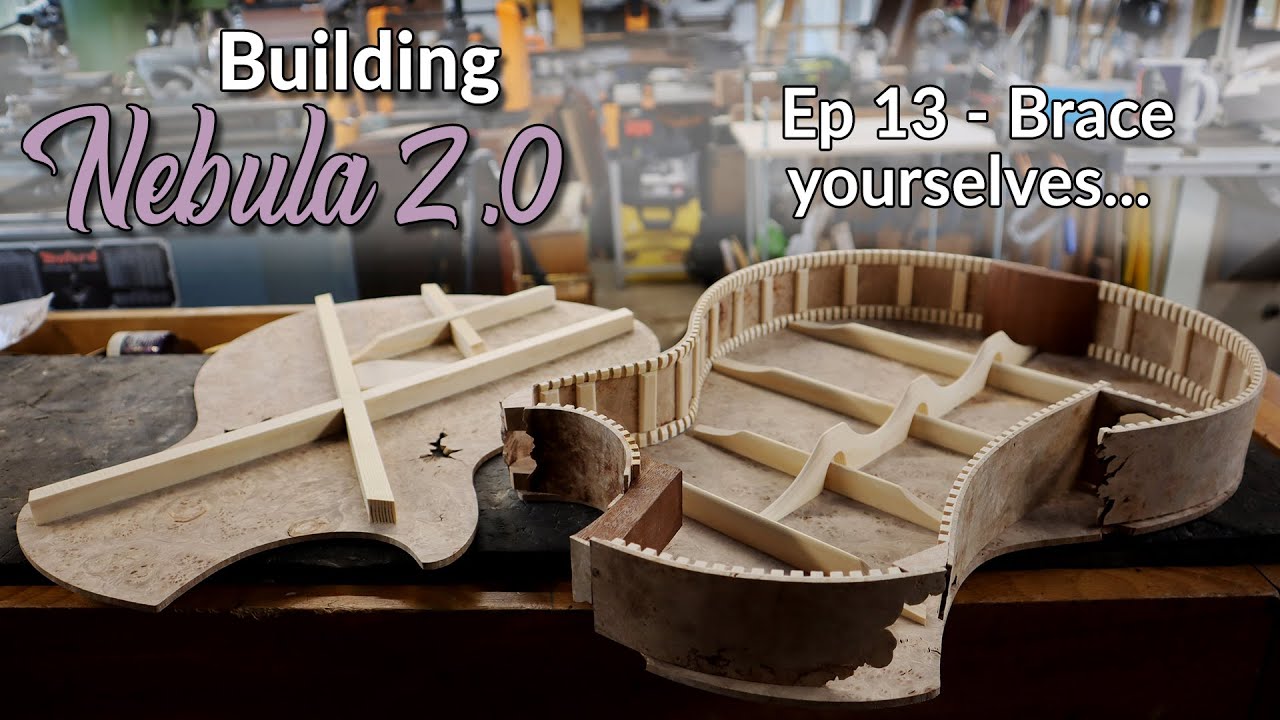 Ep 13 -  Installing Top and Back Bracing - Making a Modern Multi-Scale Electro Acoustic Guitar