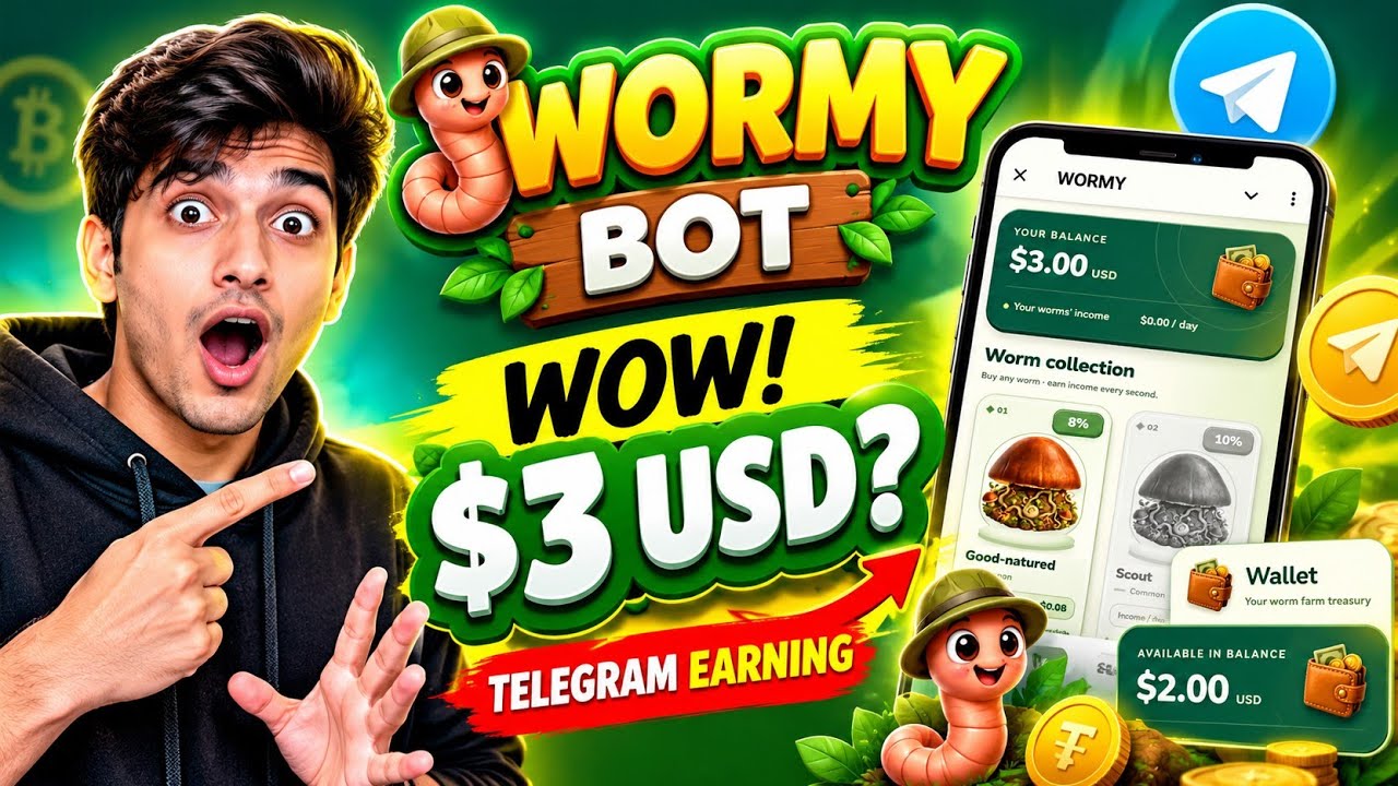 Wormy Telegram Bot | Telegram Mining Bot | Telegram Airdrop | Telegram Earning | Telegram Mini App