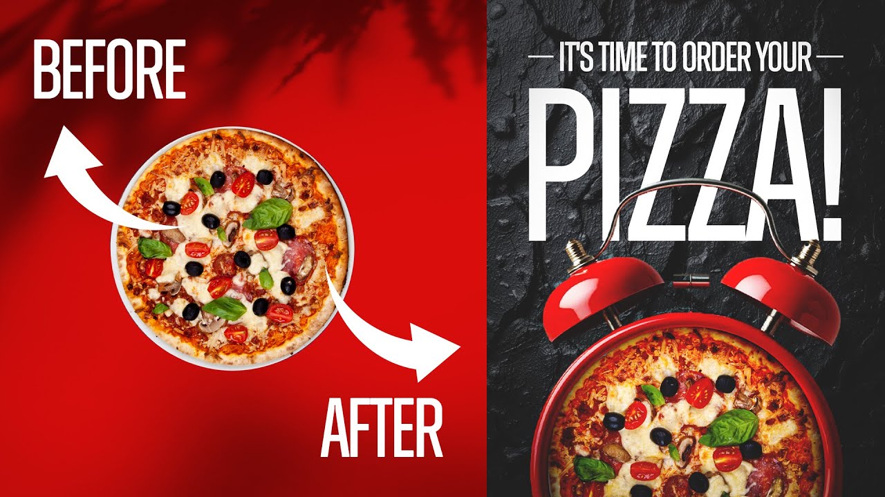 Photoshop Pizza Poster Design | Food Banner Ad For Instagram & Facebook
