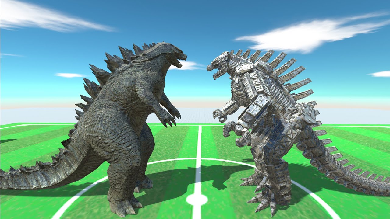 GODZILLA 2014 VS MECHAGODZILLA 2021 AT THE FOOT BALL ARENA - Animal Revolt Battle Simulator