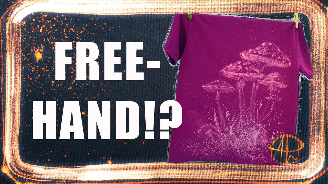 Experimental Journey Freehand Bleach Mushrooms on Pink shirt