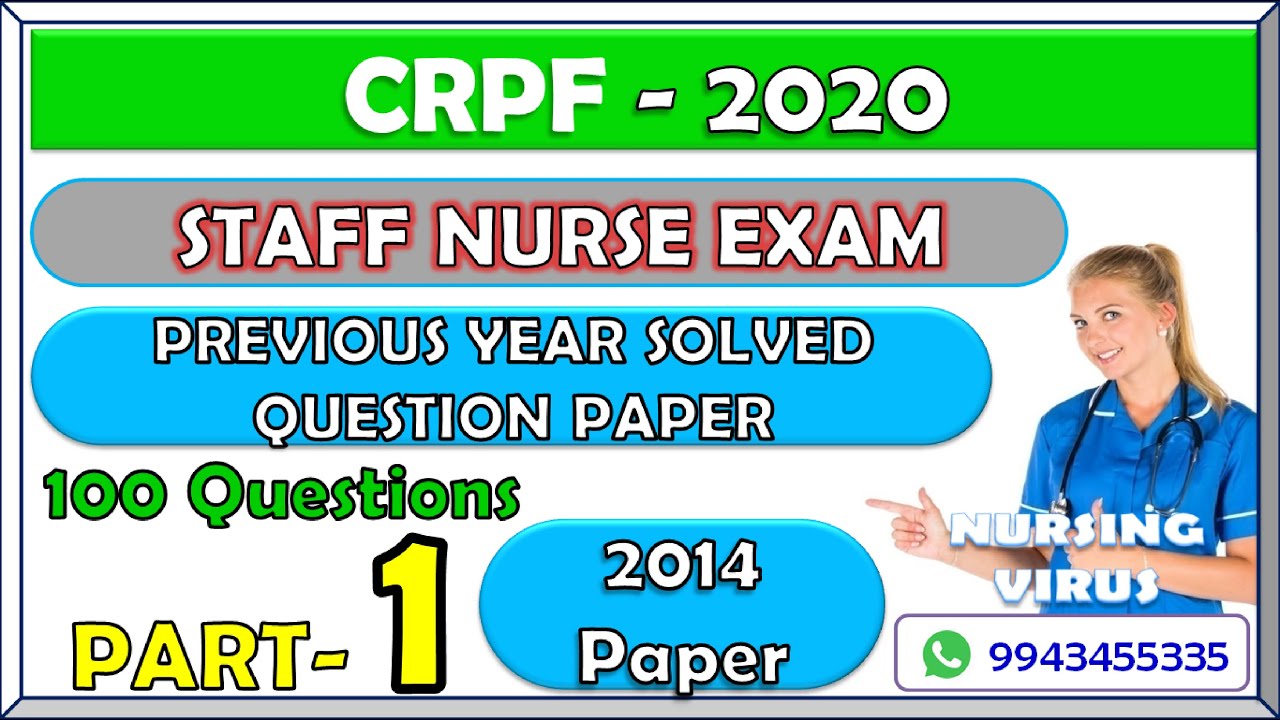 CRPF previous year solved question paper in English - part 1 || Important questions for nursing exam