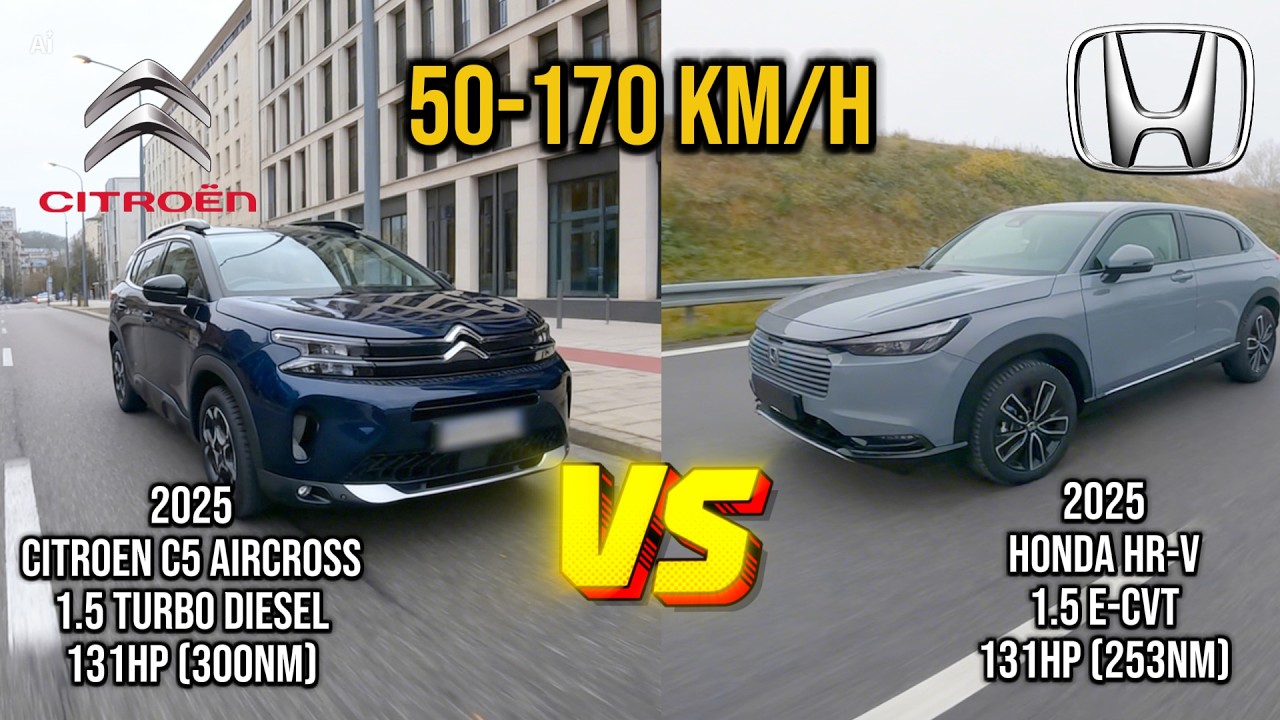 Petrol vs Turbo Diesel - 2025 Honda HR-V vs Citroen C5 Aircross | 131hp | 100–170 km/h Autobahn Test