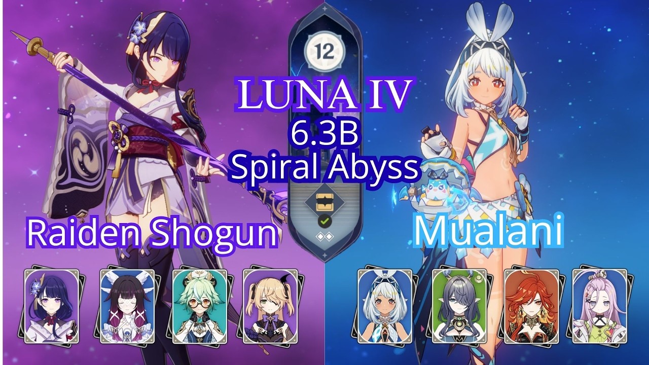 Raiden Shogun Lunar Charge & Mualani BurnVape Team - Genshin Impact Luna IV 6.3 Spiral Abbys