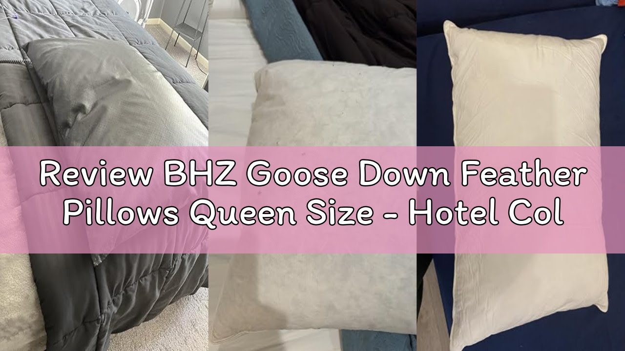 Review BHZ Goose Down Feather Pillows Queen Size - Hotel Collection Bed Pillows for Sleeping Soft Pi