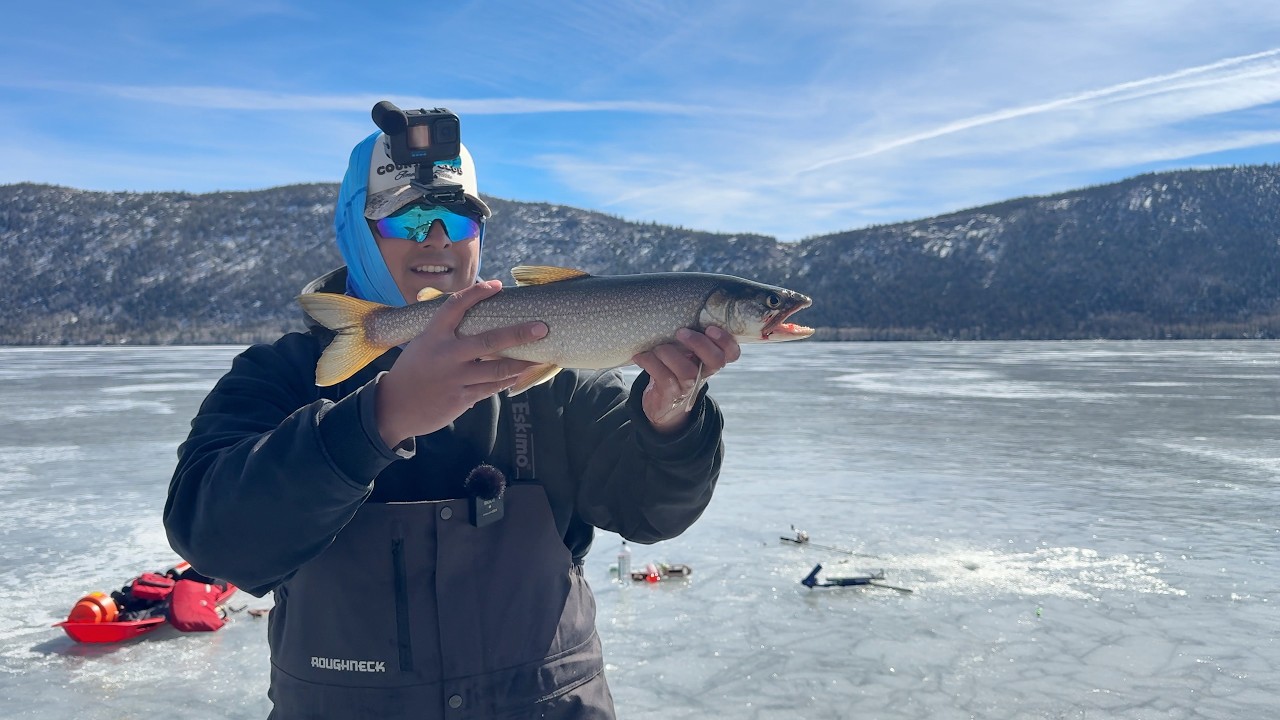 My First SOLO Ice Fishing Trip... The Ice Was Sketchy! (Trout Catch & Cook)