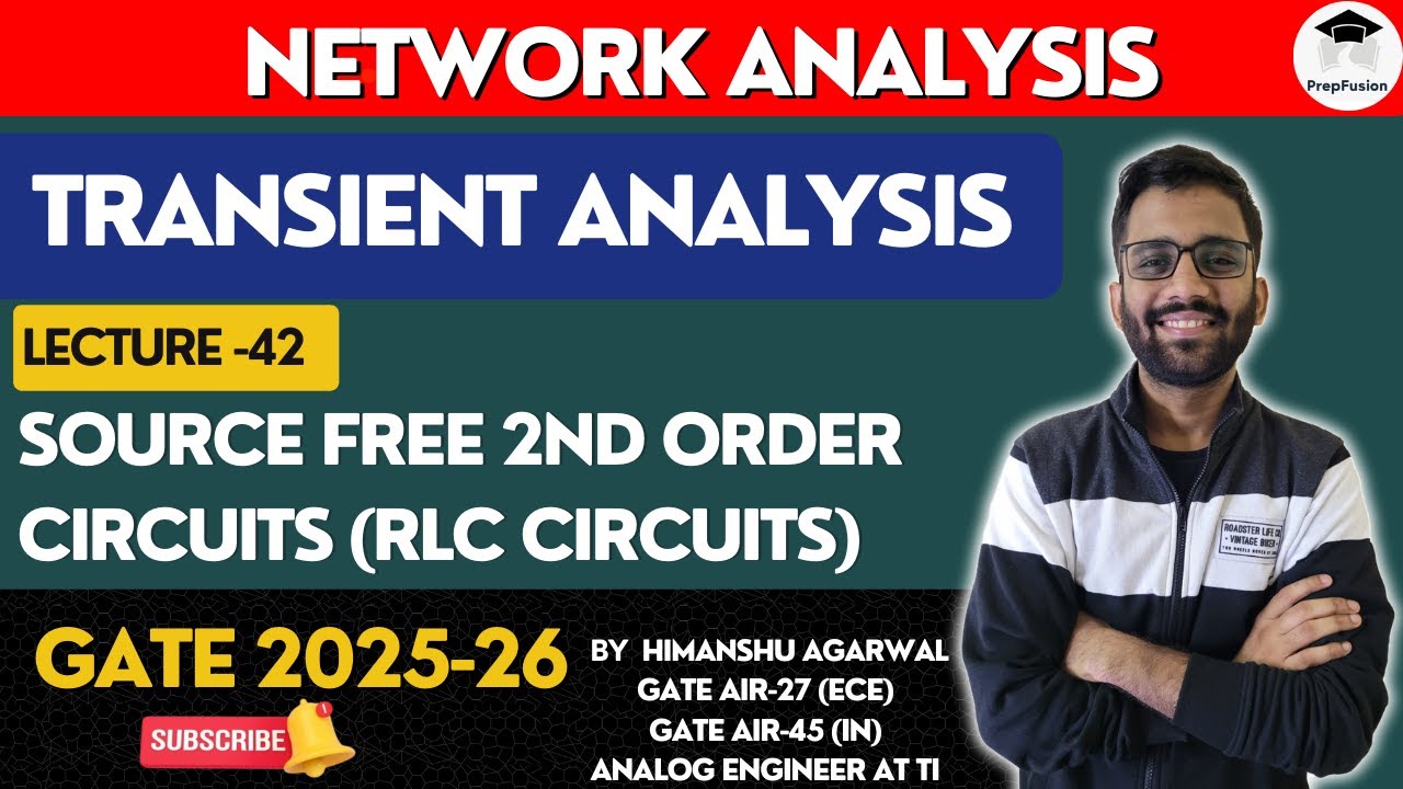 Source Free 2nd order Circuits (RLC Circuits) || Network Analysis || GATE 2025-26 || PrepFusion