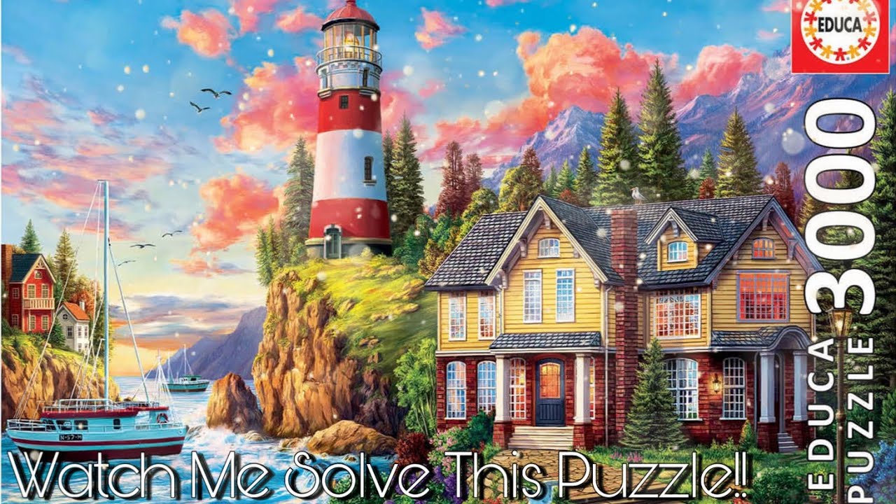 Watch Me Solve This 3000 Piece “Lighthouse By the Ocean” Puzzle!!