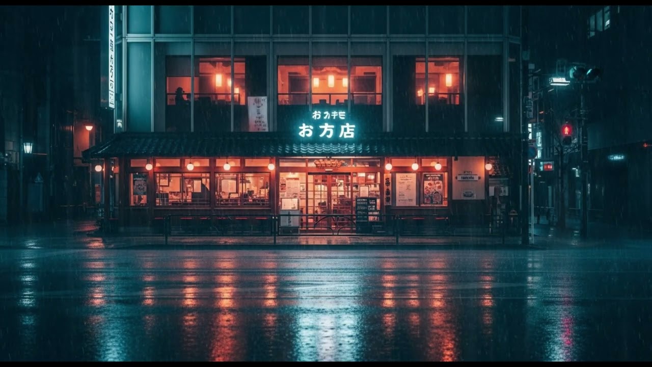 Midnight Cafe Japan ☕ 1 Hour Cozy Lofi & Rain for Sleep, Study & Relax