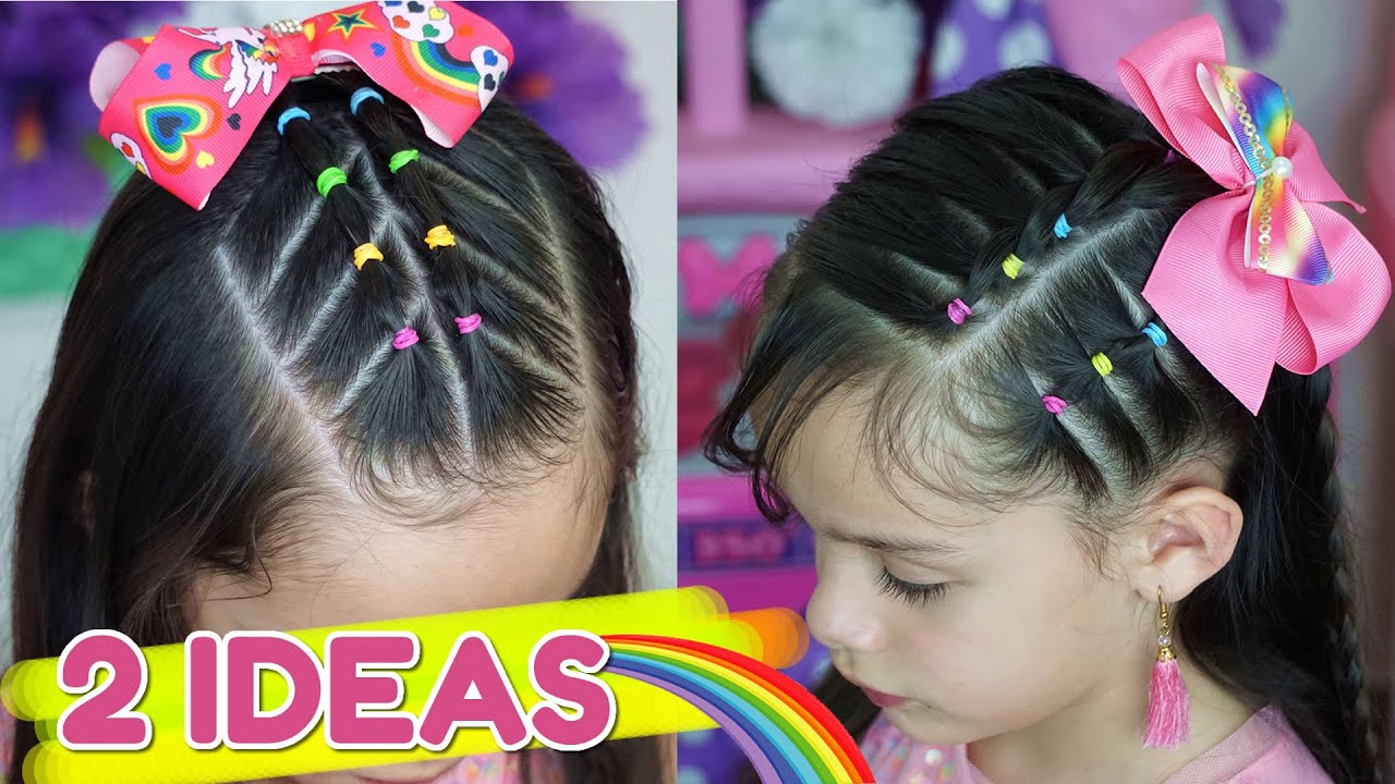 2 HERMOSOS PEINADOS CON LIGAS PARA NIÑAS