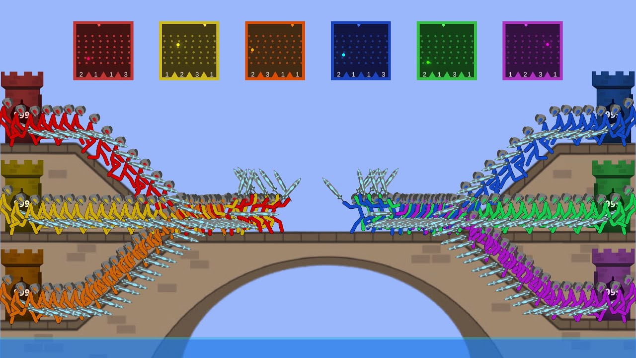 Battle Stickman 3v3 Bridge Clash ~ Medieval Battle Fight
