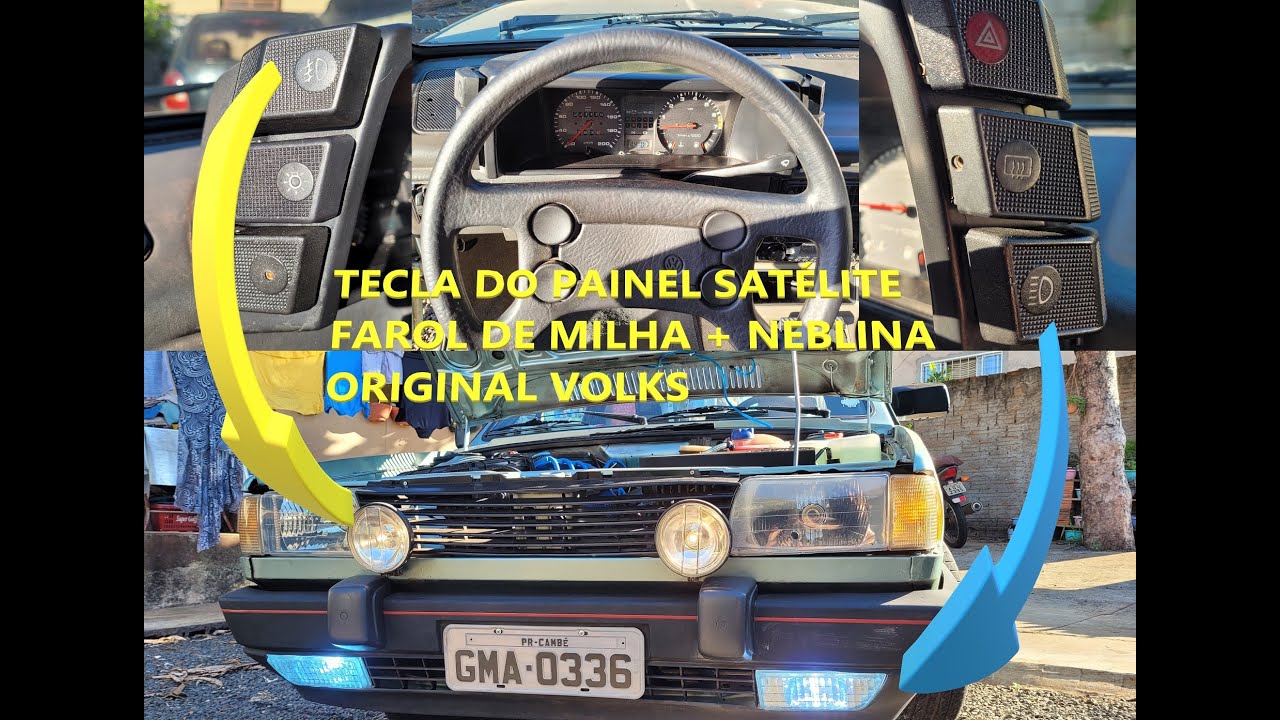 Botão farol de milha e neblina gol quadrado - Original Volks Painel Satélite