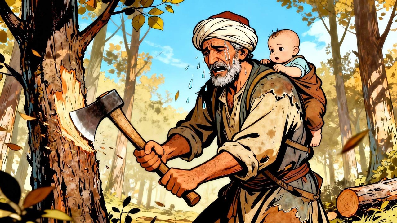 قصة الحطاب الفقير الذي وجد كنزا ليس له فلم يسرقه فغيّر الله حاله زأغناه من فضله.