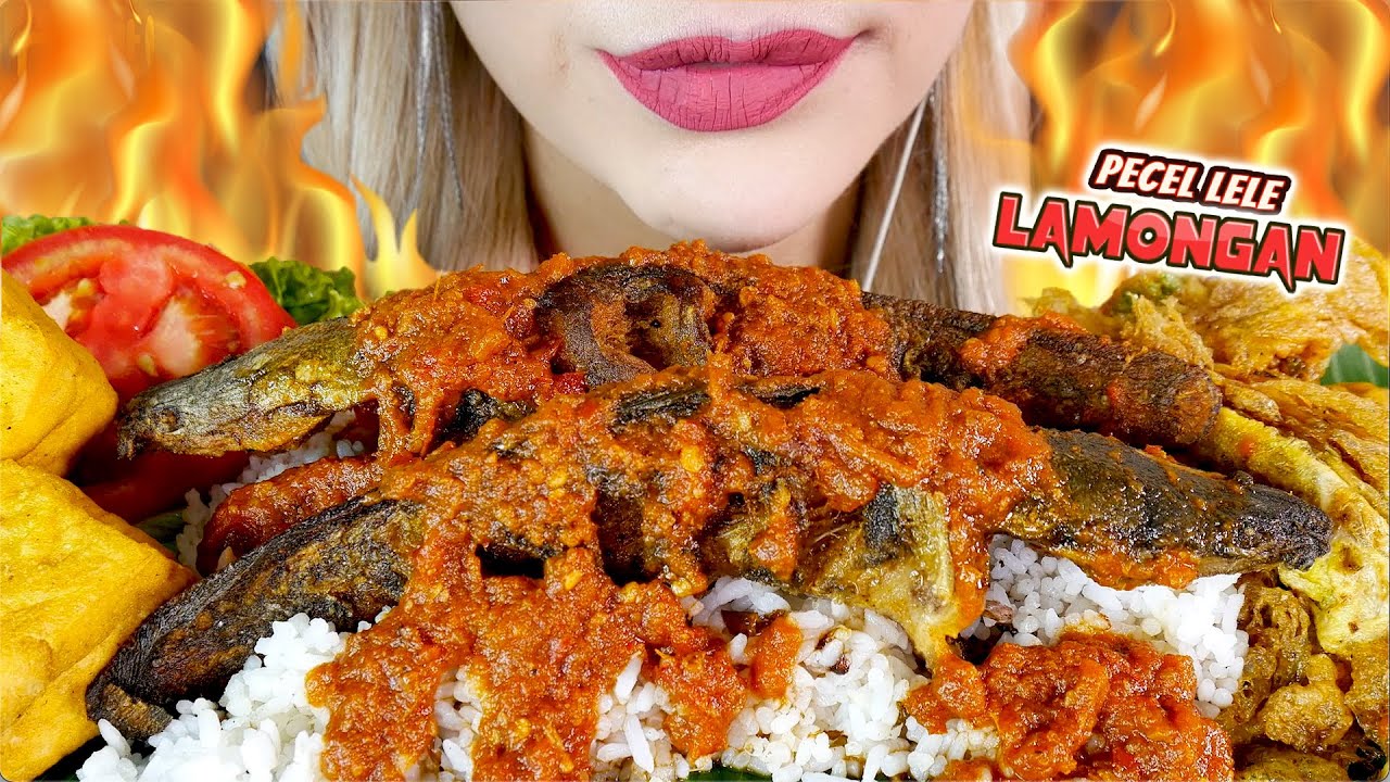 ASMR 🐋💥PECEL LELE LAMONGAN + NASI UDUK, TELOR KRISPI, TAHU🔥 | FRIED CATFISH + AROMATIC COCONUT RICE🥥