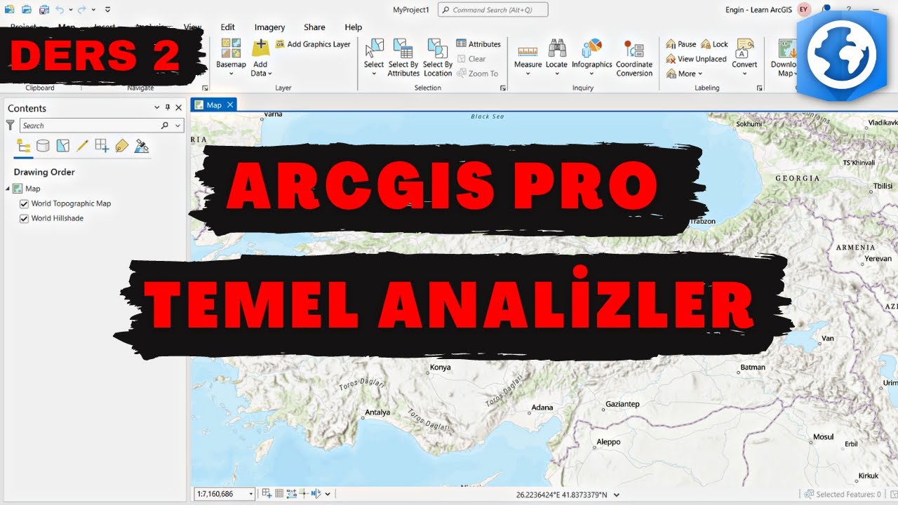 ArcGIS Pro | Ders 2 Temel Analizler | Eğim, Bakı, Kabartma, Eğrisellik ve Hidroloji Analizleri