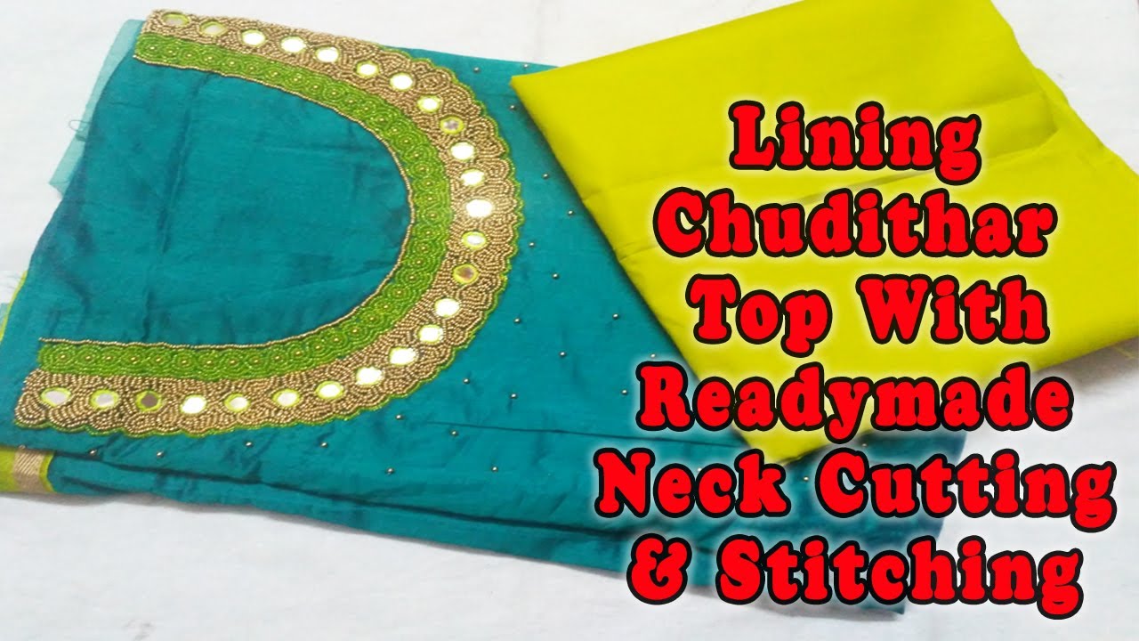 Lining Chudithar Top With READYMADE NECK Cutting & Stitching in tamil | @sriart&creation