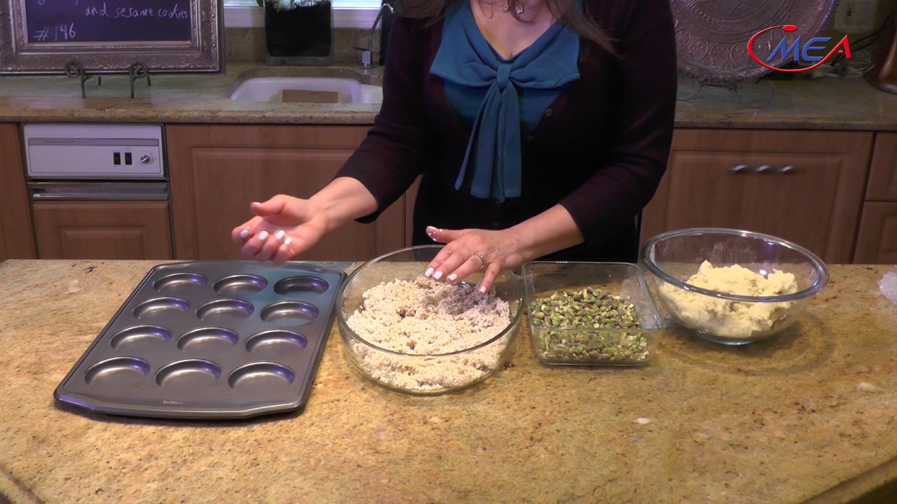 برازق syrian pistachio sesame cookies samira's kitchen episode # 186 part 3