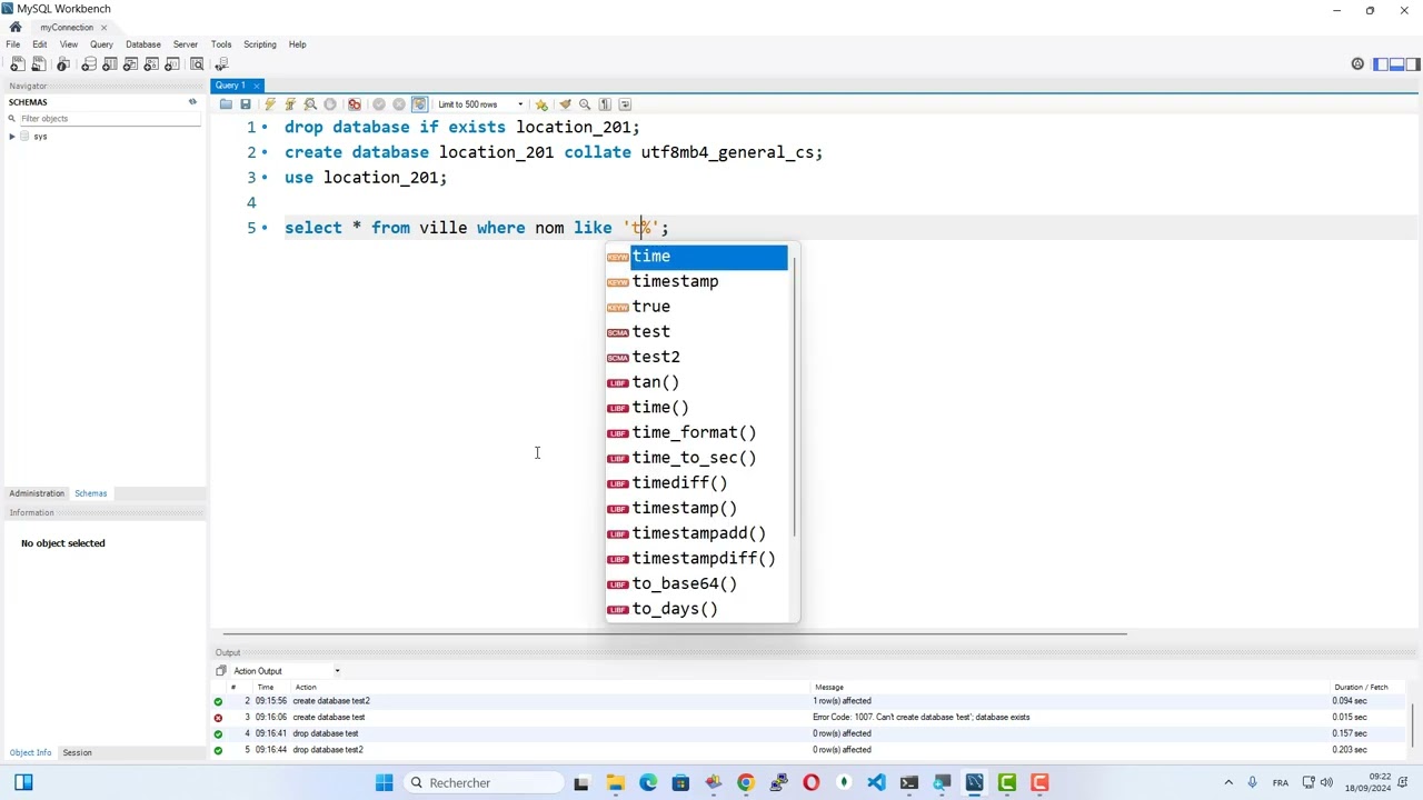 Comment rédiger un script de création de base de données MySql sur Workbench